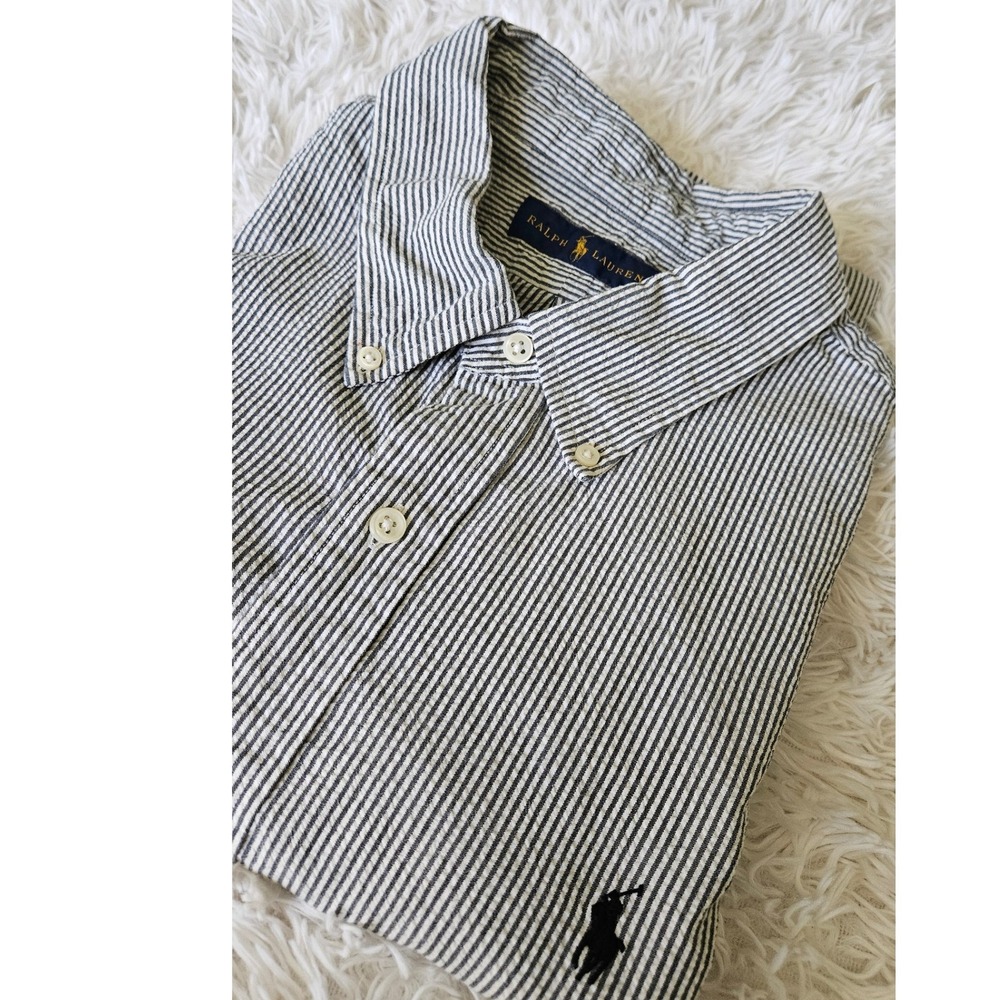 Ralph Lauren Striped Classic Fit Short Sleeve Seersucker Button Down Shirt‎ XXL